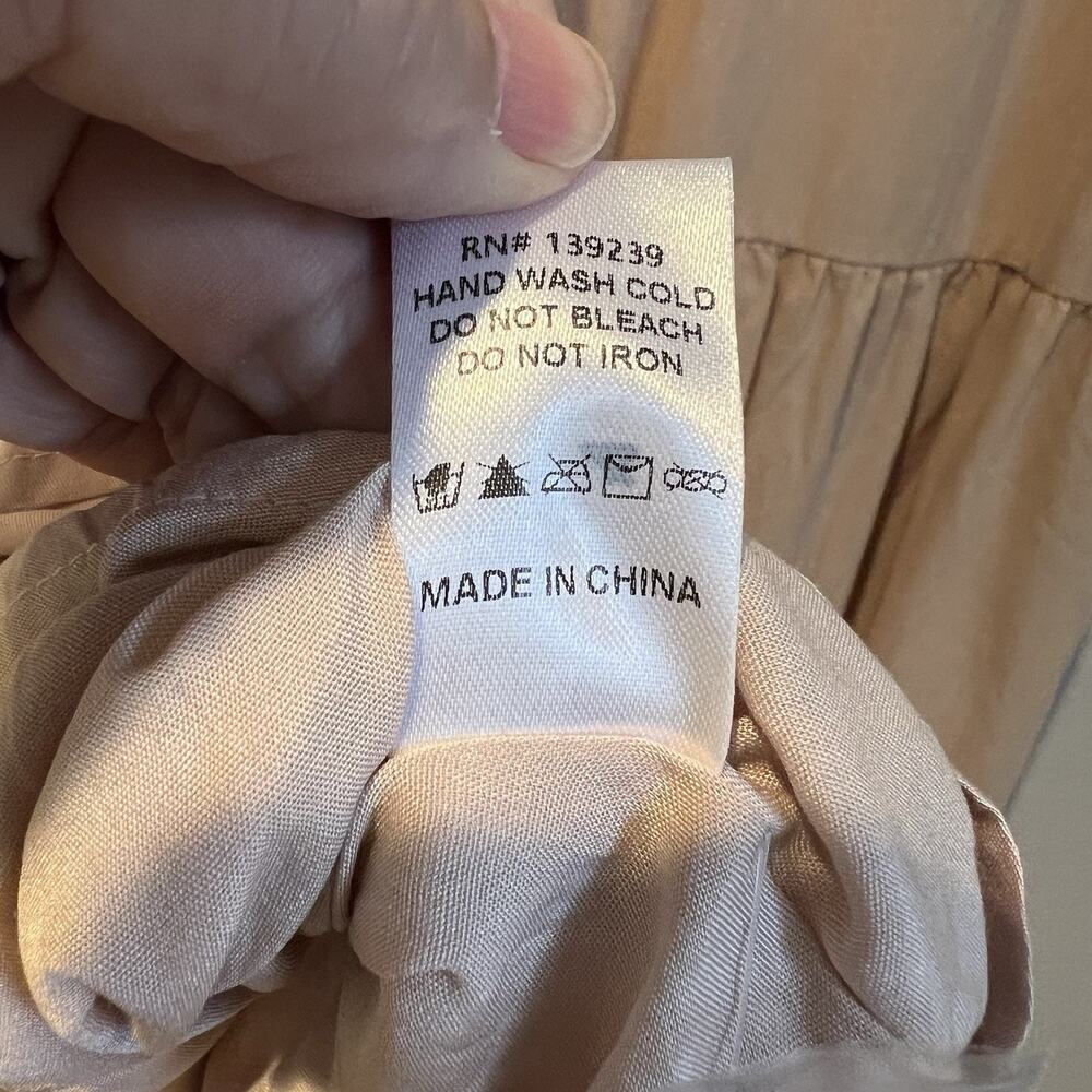 NWOT Tuckernuck Pomander Place Dress L Sandstone Mabel Tiered Maxi Dress Pockets - Picture 7 of 7
